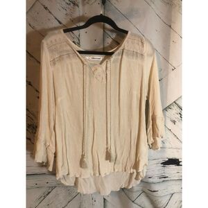 maurices size 1x white peasant hippie boho blouse shirt